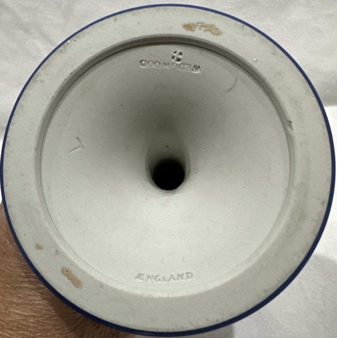 Antique Wedgewood Jasperware 5 Inch Candlestick Cobalt Blue Made in England