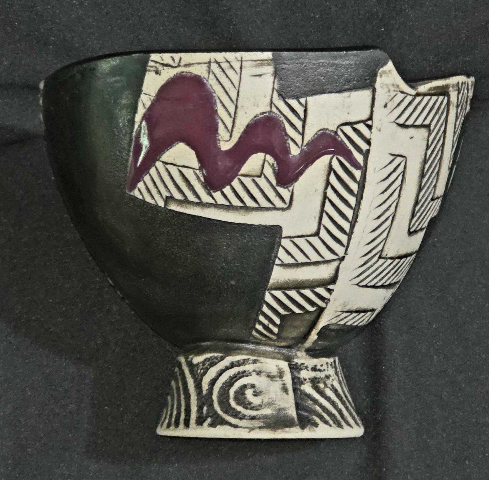 ASH Works Pottery Anne Schiesel Harris Abstract Footed Bowl