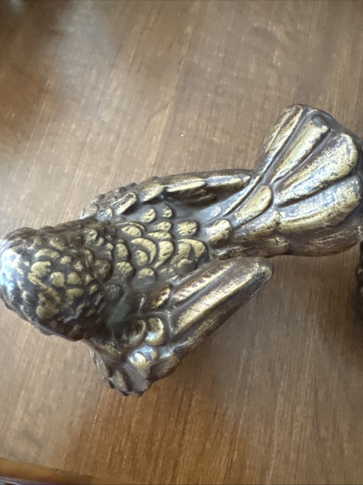 Vintage Gold Painted Ceramic Turtle Doves Pair Mid Century Modern