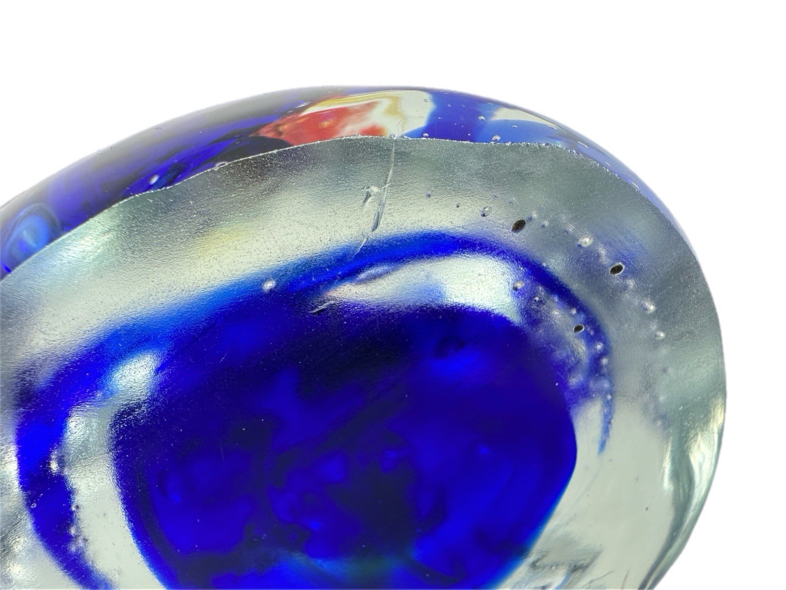 Vintage Murano Style MCM Aquarium Art Glass 8.5×7” Tropical Fish 10 lbs Cobalt