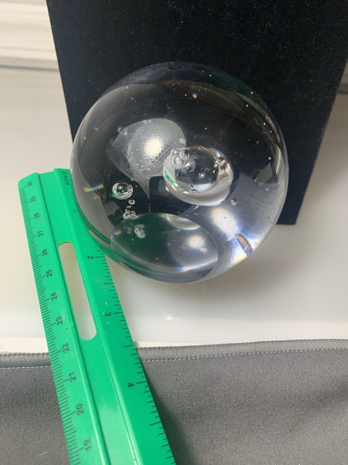 Vintage MCM Heavy Blown Glass With Bubbles Paperweight 3 In. Weighs 1 Lb 8.9 Oz