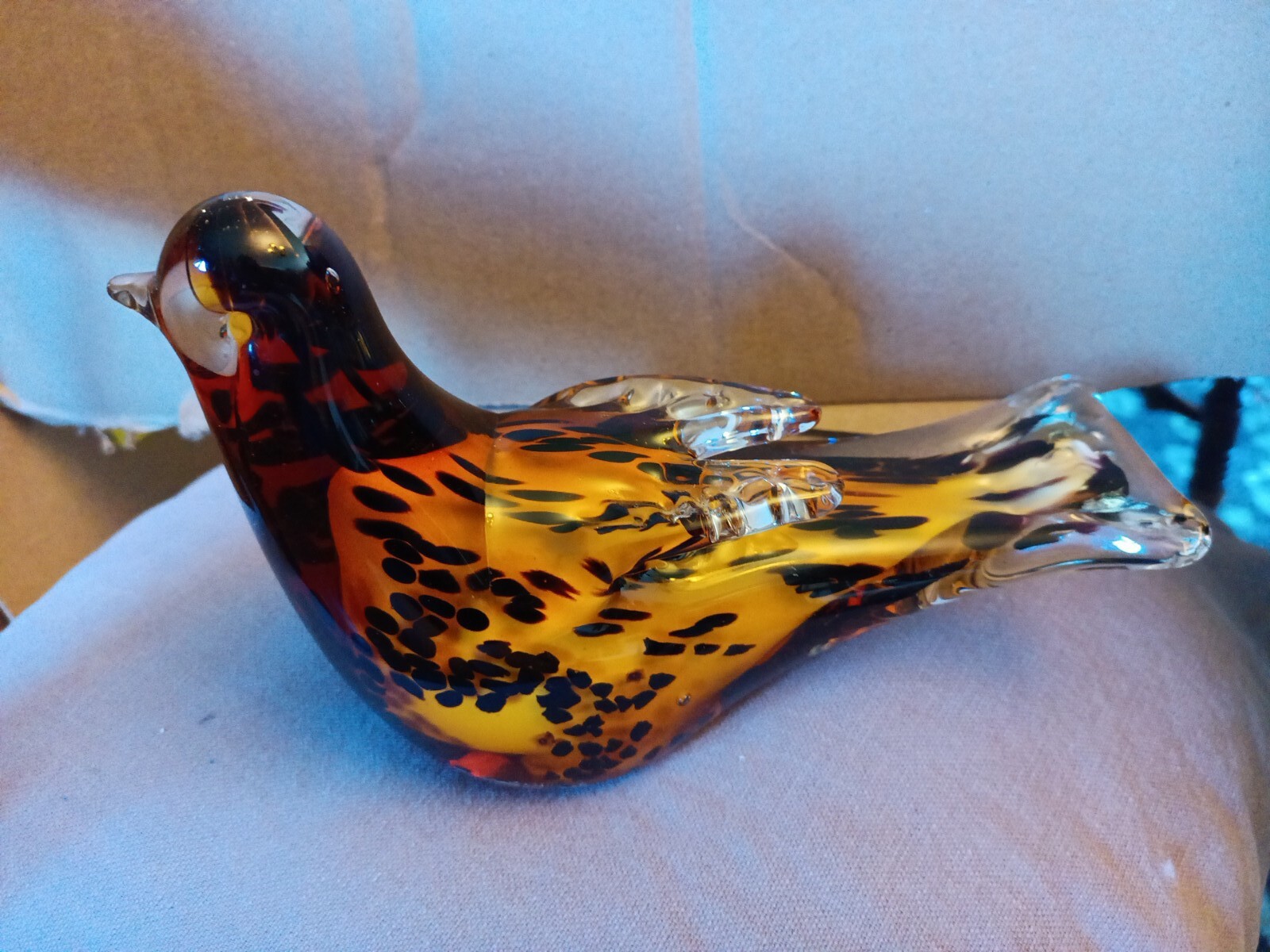 Vintage Fifth Ave. Brown Speckled Crystal Bird 6”T 7”L Excellent Used Condition