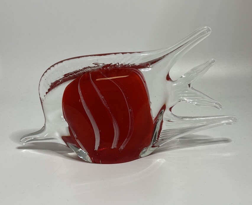 Large Hand Blown Italian Art Glass Gorgeous Angel Fish Figurine 12×8 8 lbs!