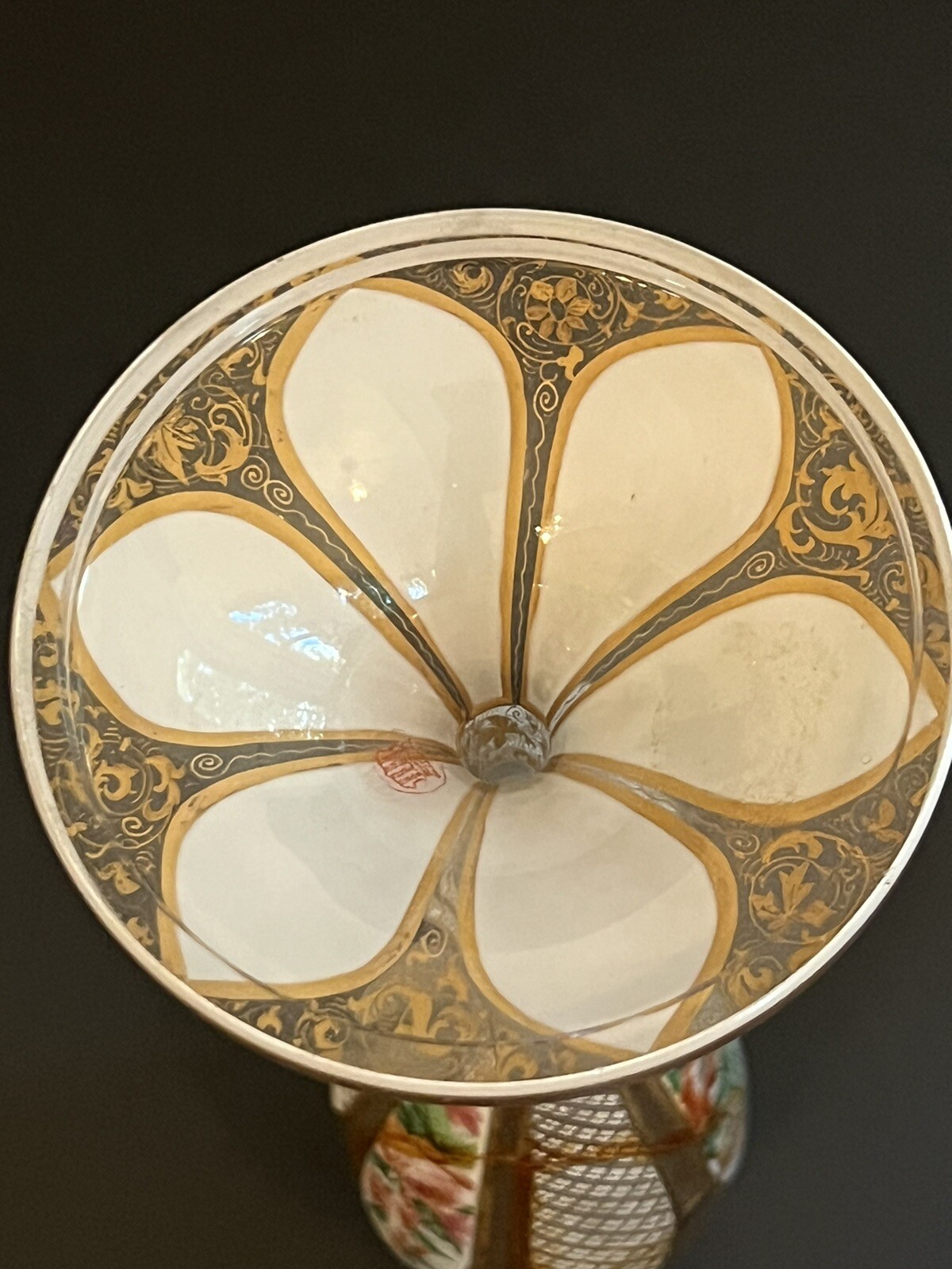 Antique Bohemian Czech Vase Handpainted Enamel Repaired Signed As Is Wheel cut