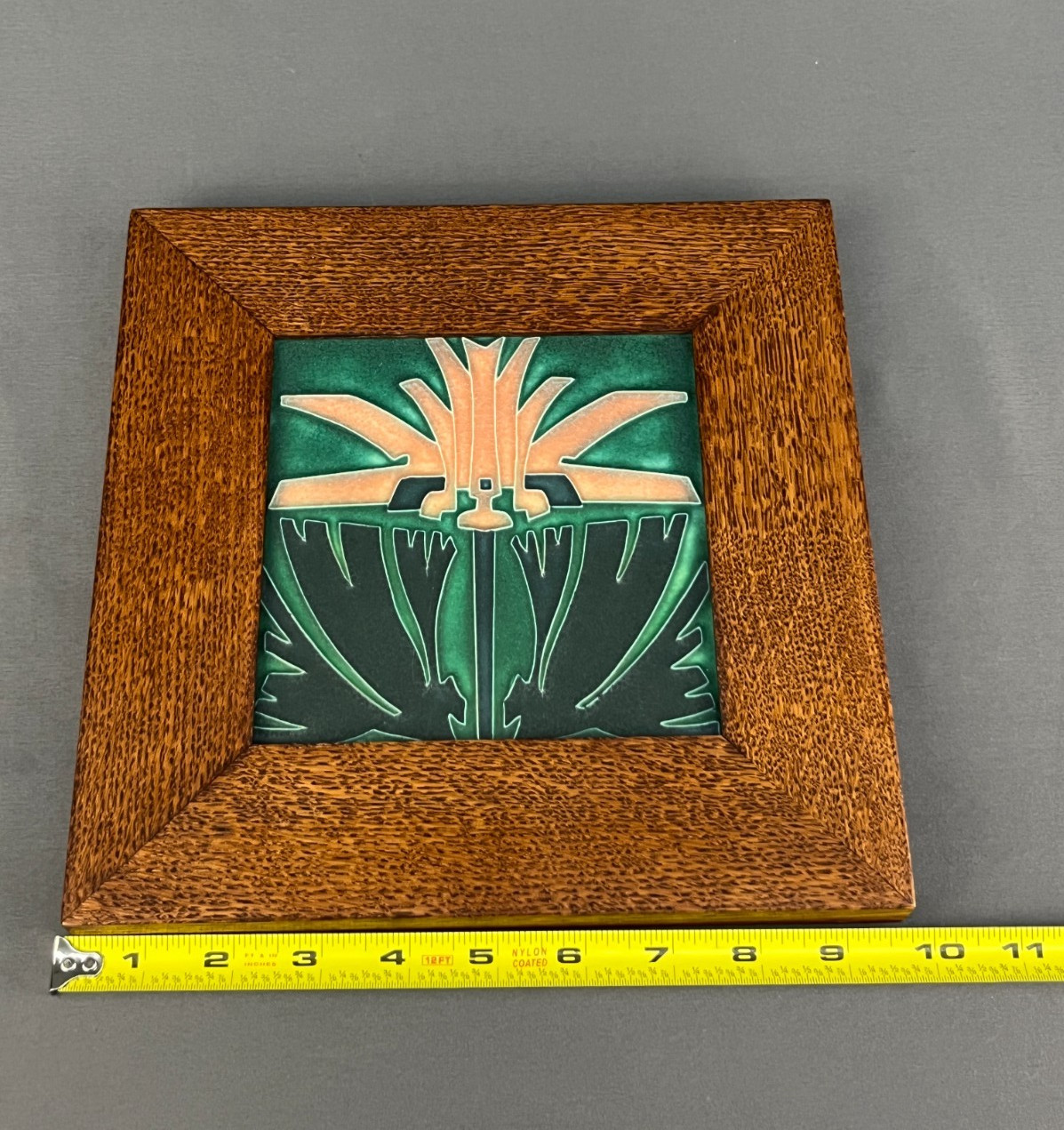 Vintage MOTAWI TILEWORKS Nouveau ARTS & CRAFTS Framed Tile; Mint
