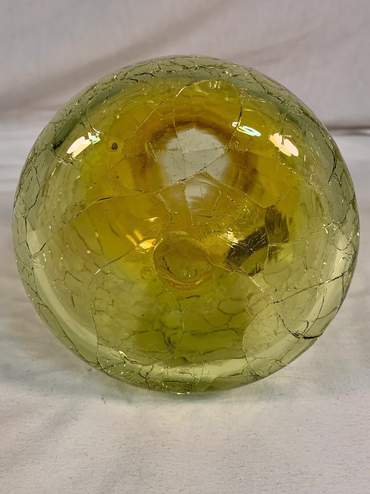 BLENKO Yellow CRACKLE GLASS Pitcher ~ 9″ Size NICE!