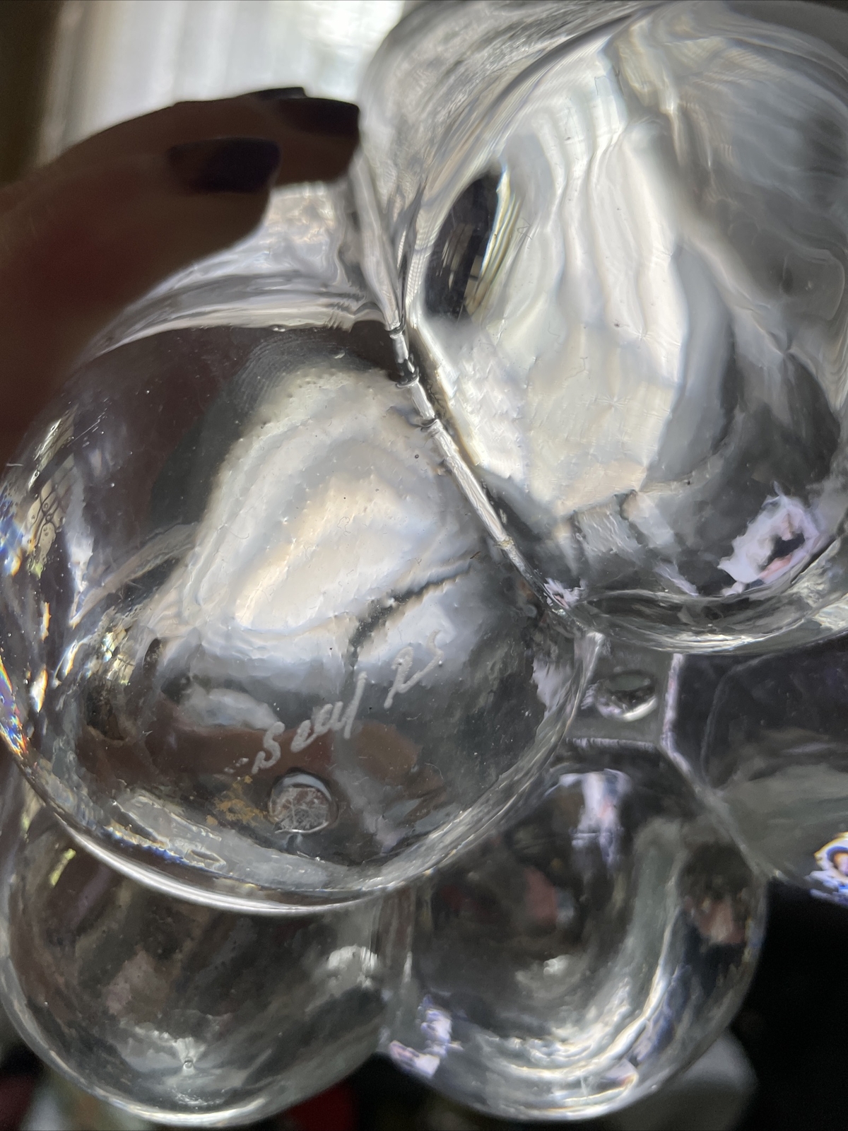 Signed Sea Glass Bruk Sweden Rune Strand Pauline 7″ Clear Textured Glass Vase