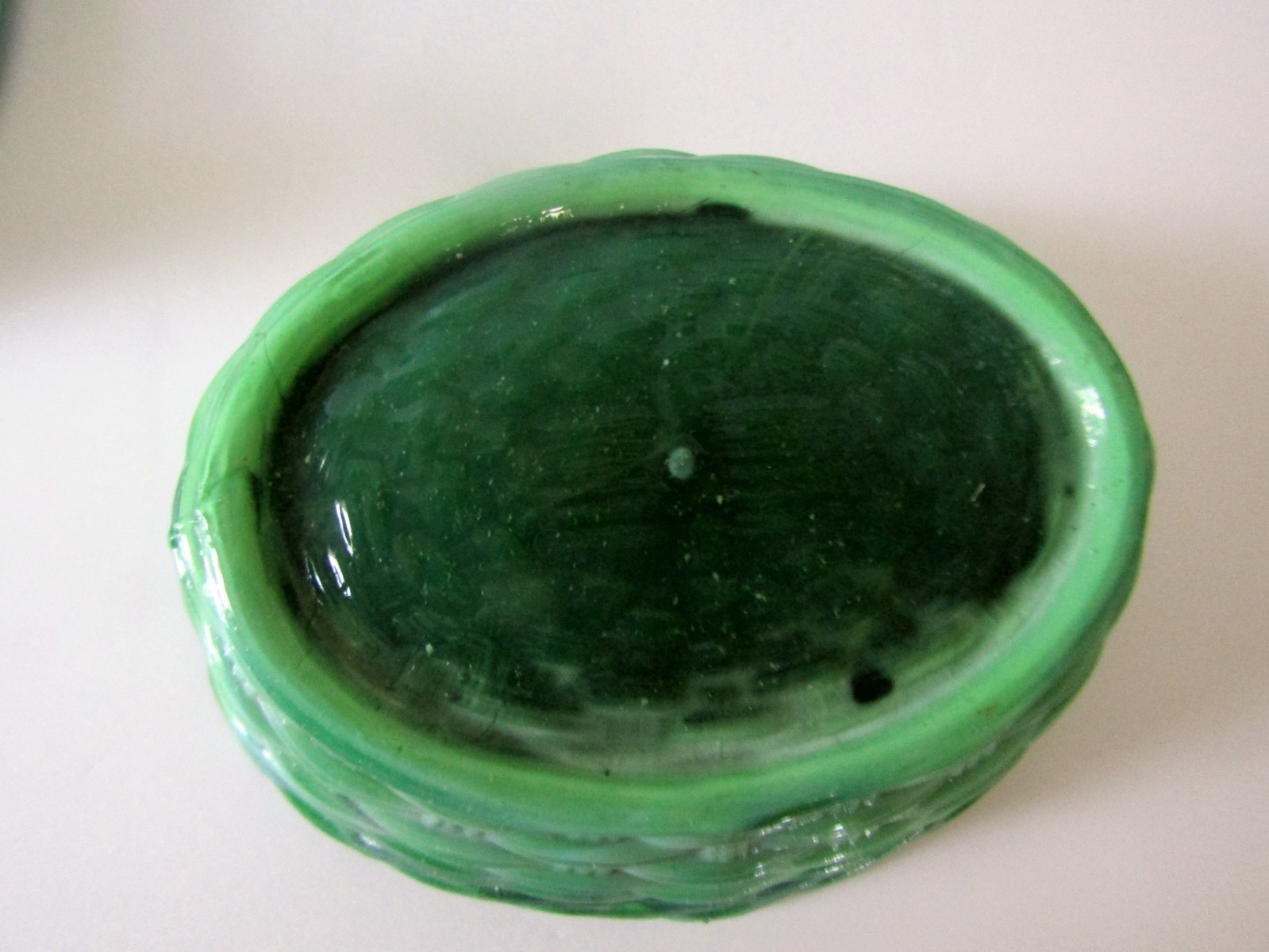 Unbranded Green Slag Glass Hen on a Basket Covered Candy Dish