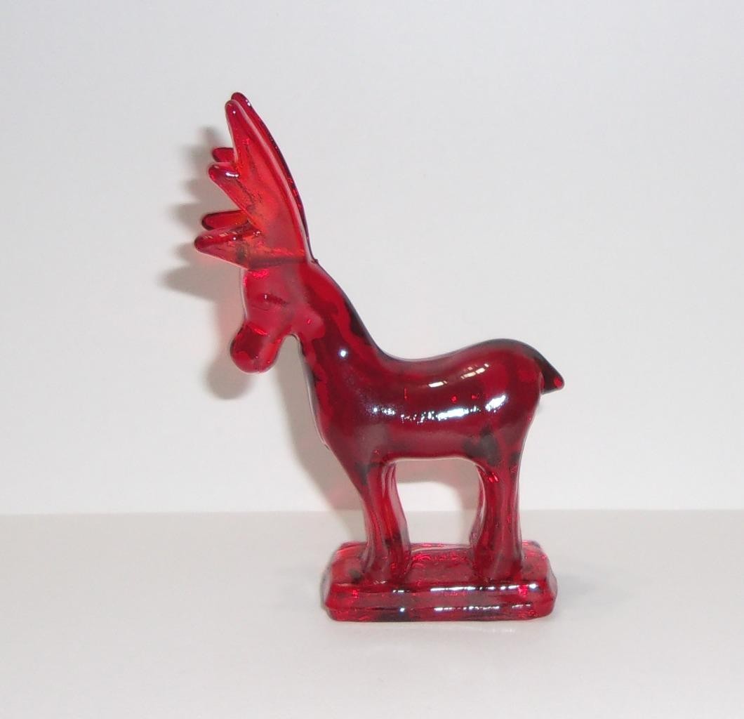Mosser Glass Red Mini Christmas Reindeer Deer Figurine Made In USA!