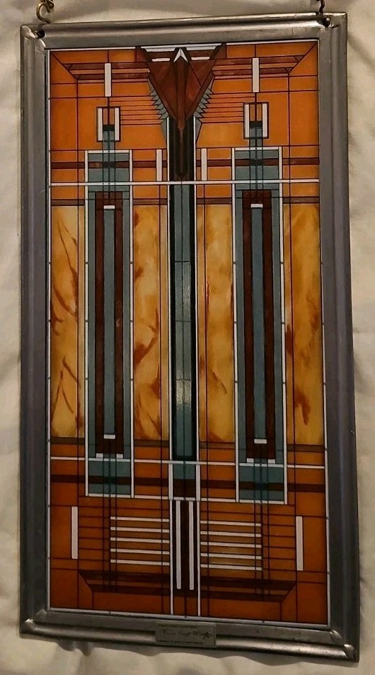 Frank Lloyd Wright Collection Oak Park Bradley Skylight Stained Glass 13″ x 7″