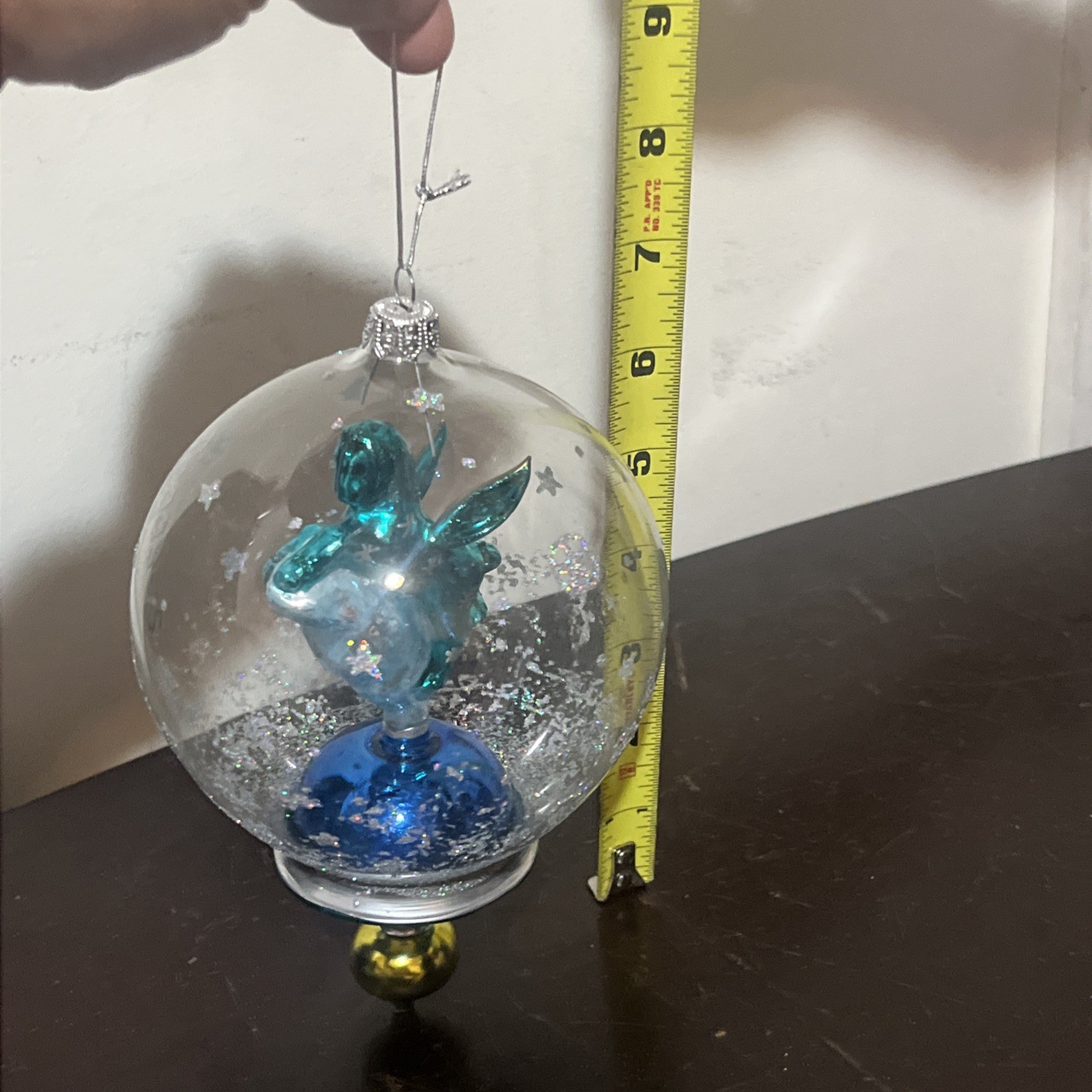 Pegasus Blown Glass ornament Ball Christmas figurine clear.