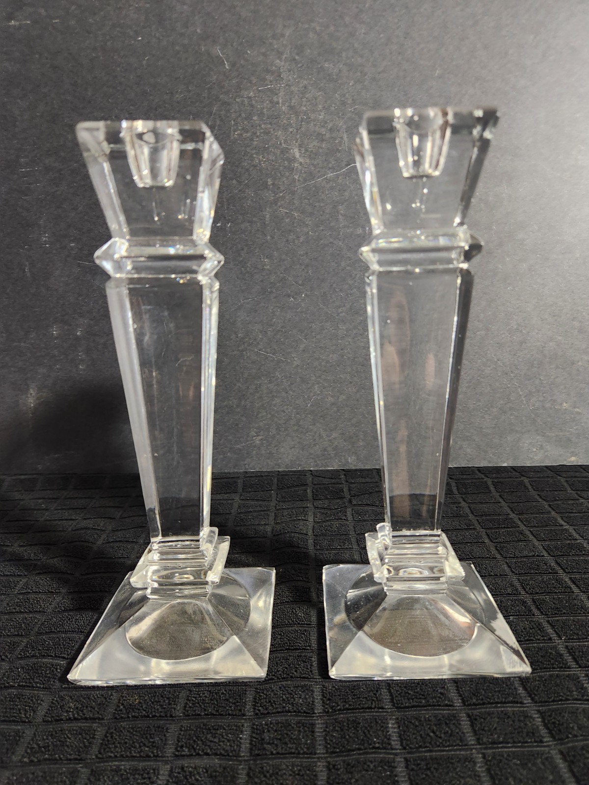 Set of Lead Crystal Pedestal Candlestick Holders “Empire” Pattern by Godinger 10
