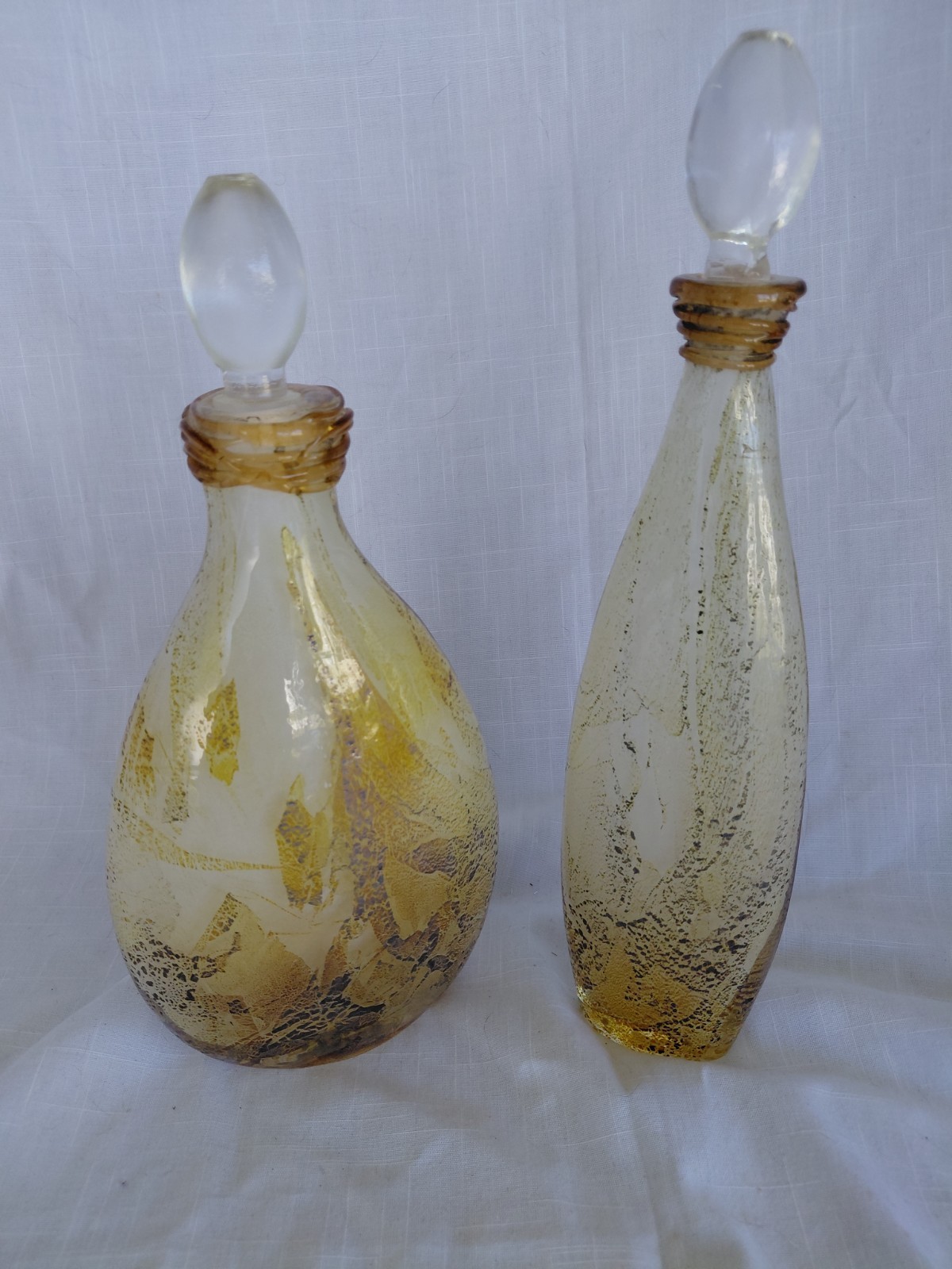 Vintage Abstact MONTAAGE ART GLASS VASE PAIR MADE in INDIA 1998 Artevenue Delhi