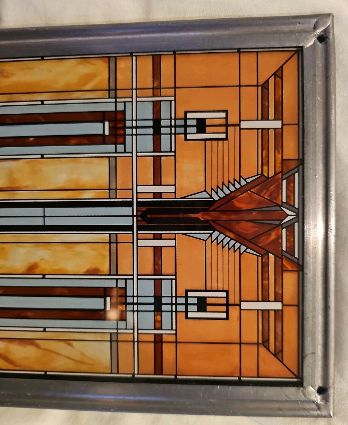 Frank Lloyd Wright Collection Oak Park Bradley Skylight Stained Glass 13″ x 7″
