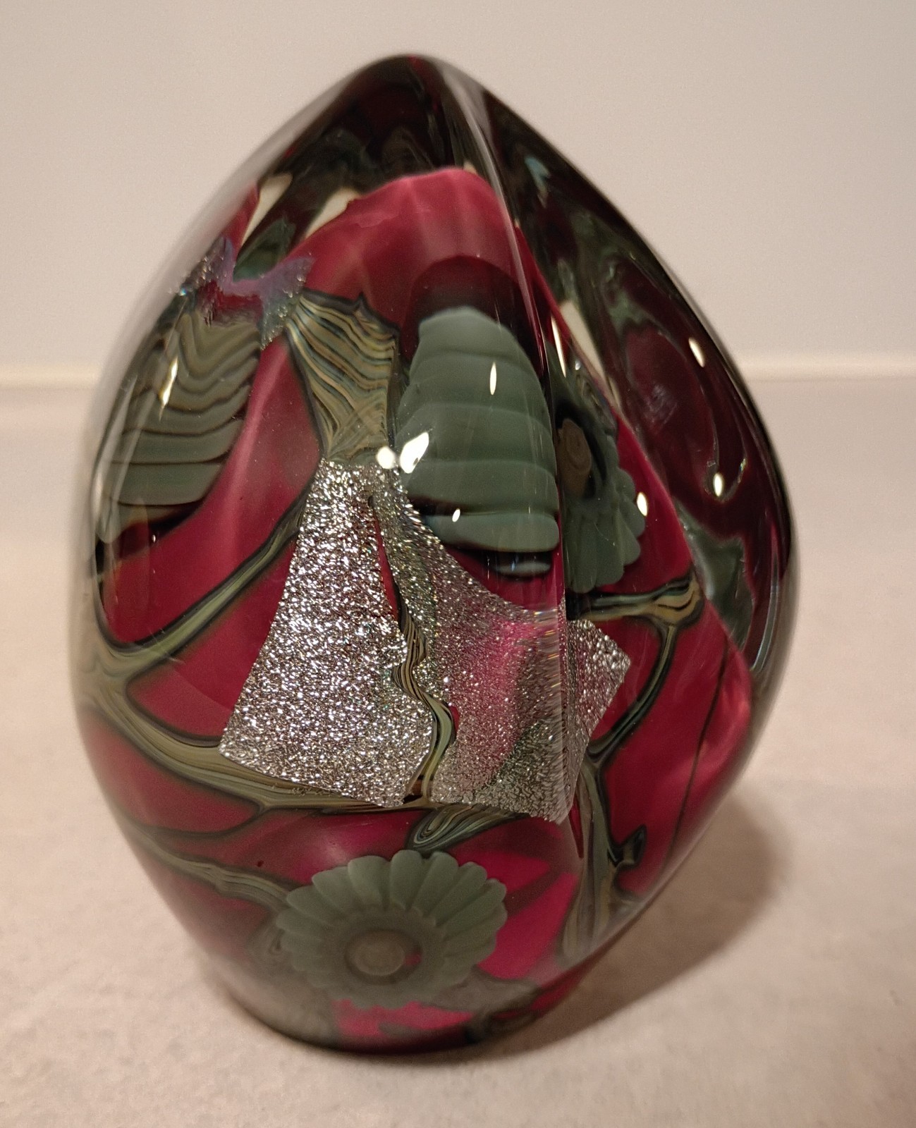 2005 Robert Eickholt Orange Dichroic Free Form Sea Flower Art Glass Paperweight