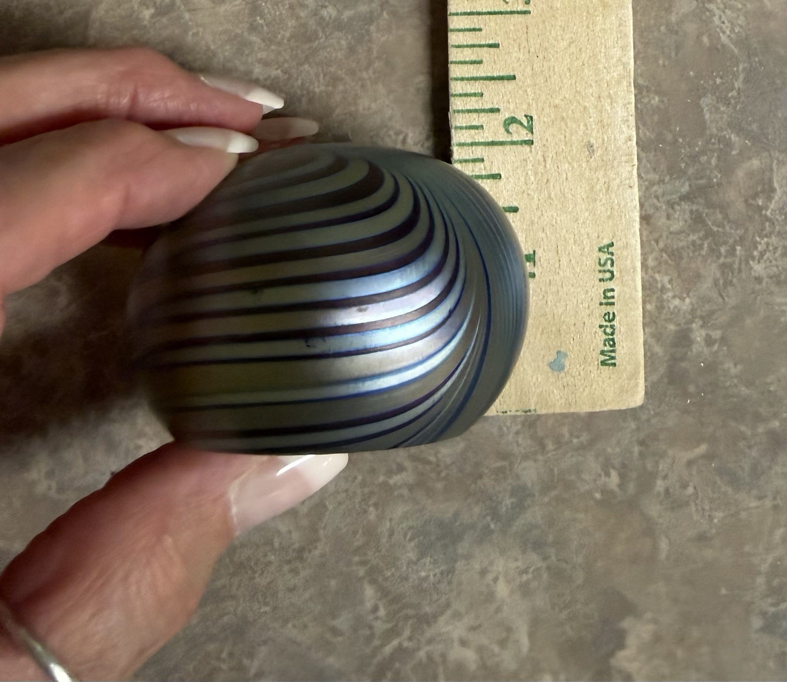 Signed David Lotton Iridescent Art Glass Paperweight Vtg 1992