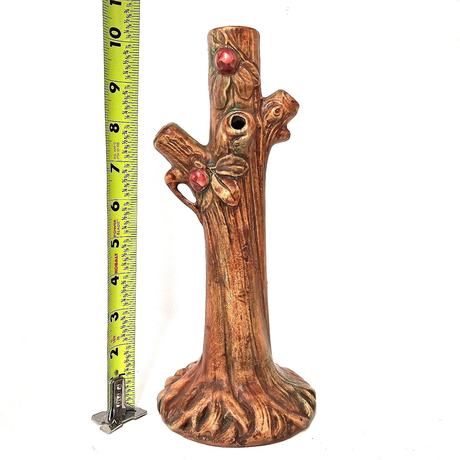 Weller Woodcraft Tree Trunk Vase Cherry Branch Art Pottery Arts Crafts USA