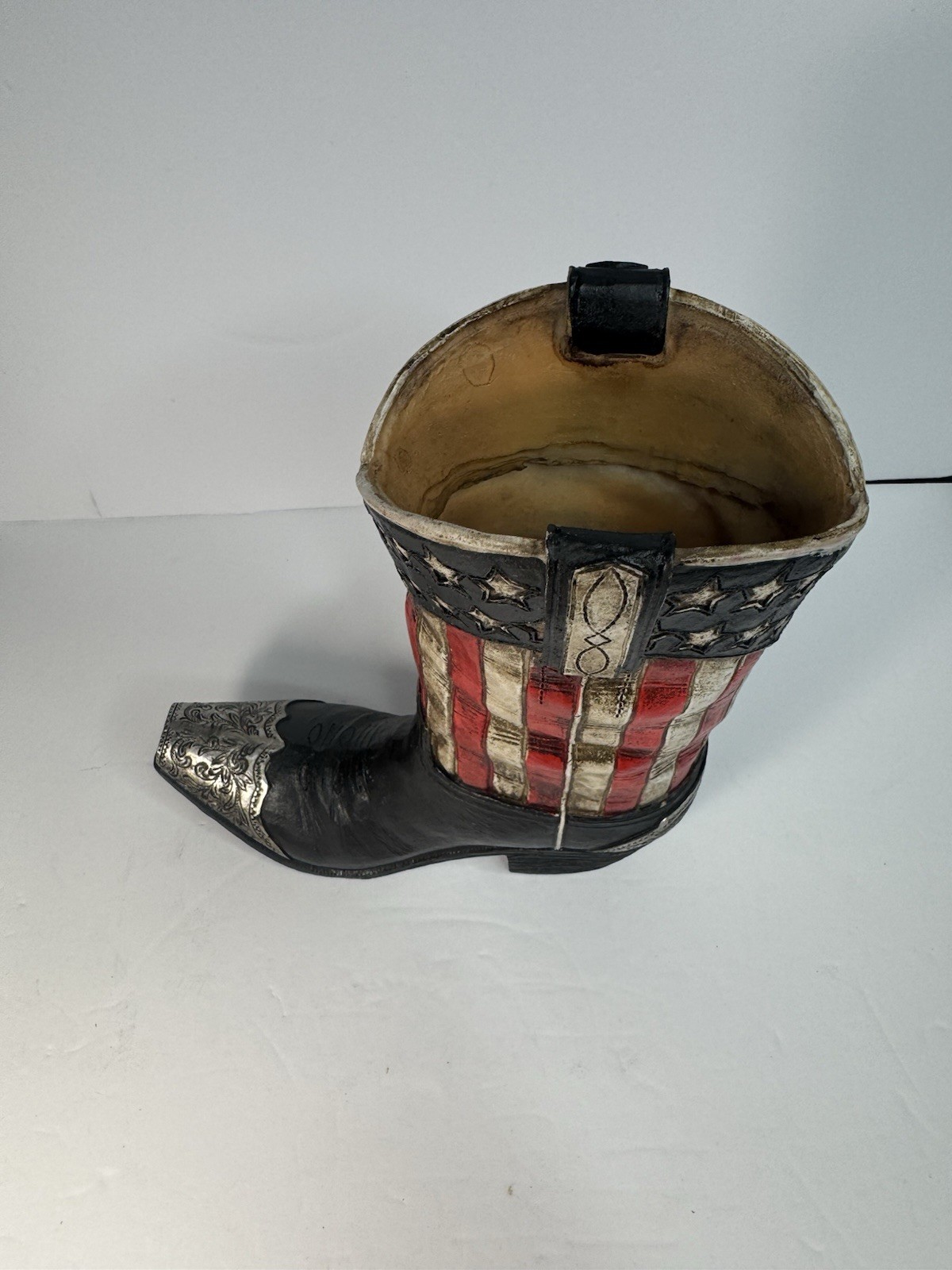 burton+BURTON Patriotic Americana Cowboy Boot Resin Figurine 11in Stars/Stripes