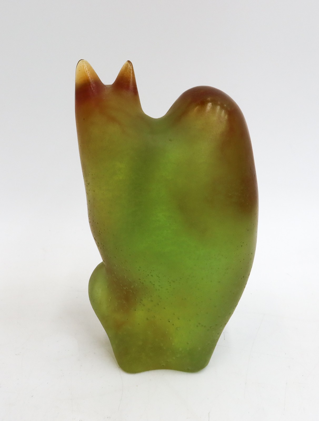 Daum France Pate De Verre Glass Green Cat Figurine Chat Perche by Lhoste Ltd Ed