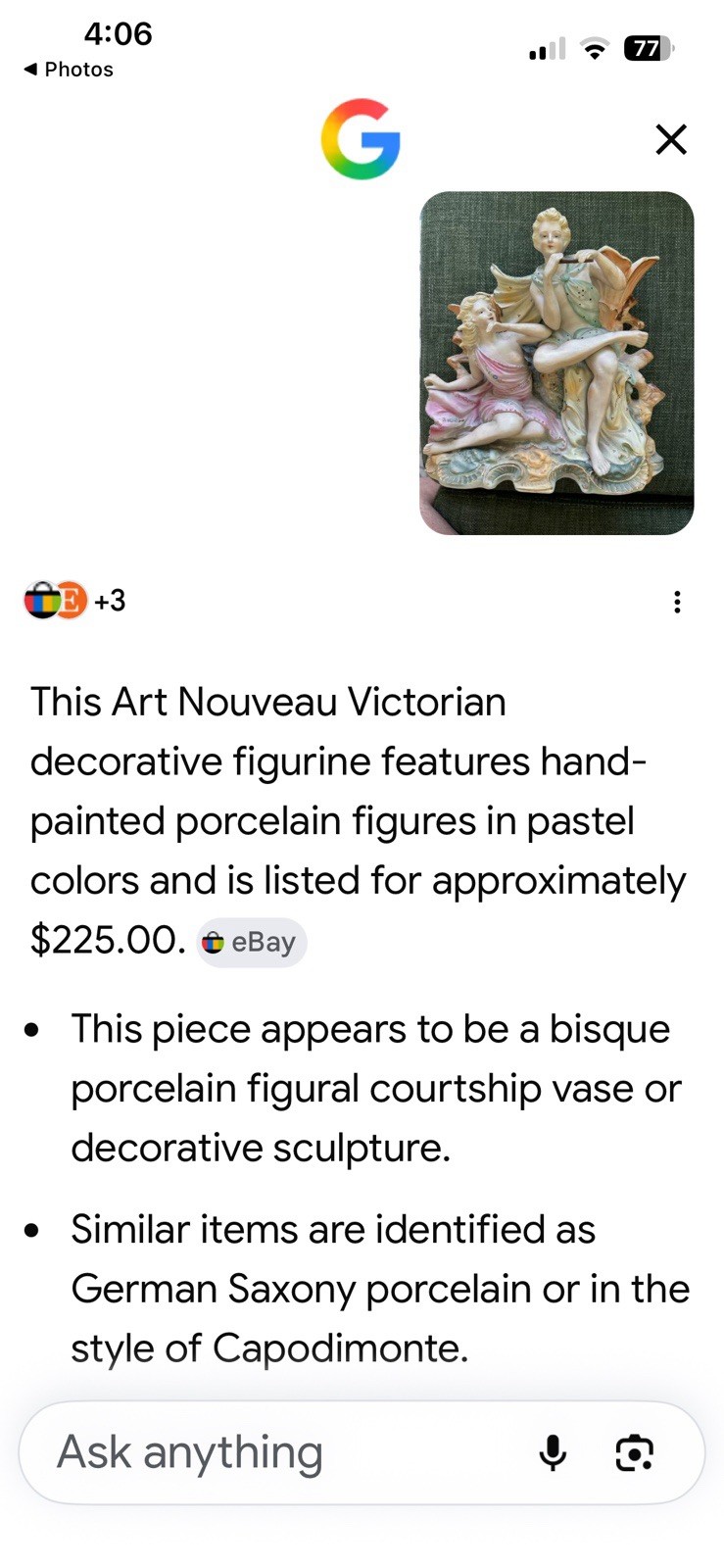 Hand Painted Porcelain Courting Couple Figurine Decorative Group, Pastel Colors