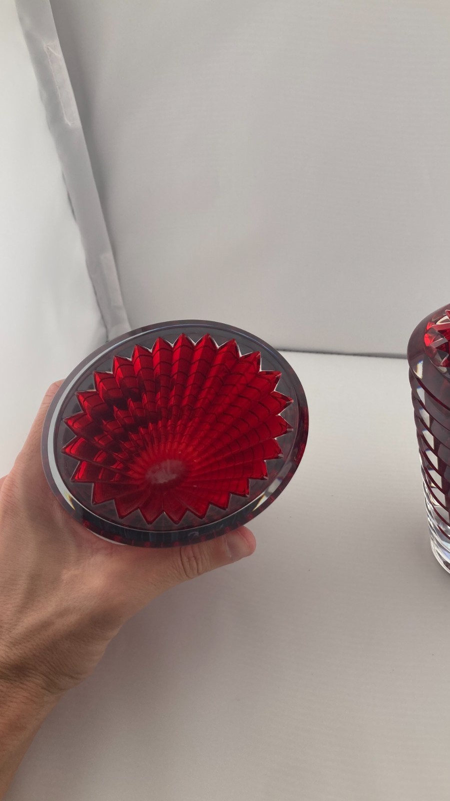 Baccarat Eye Vases – Small Red Crystal Pair