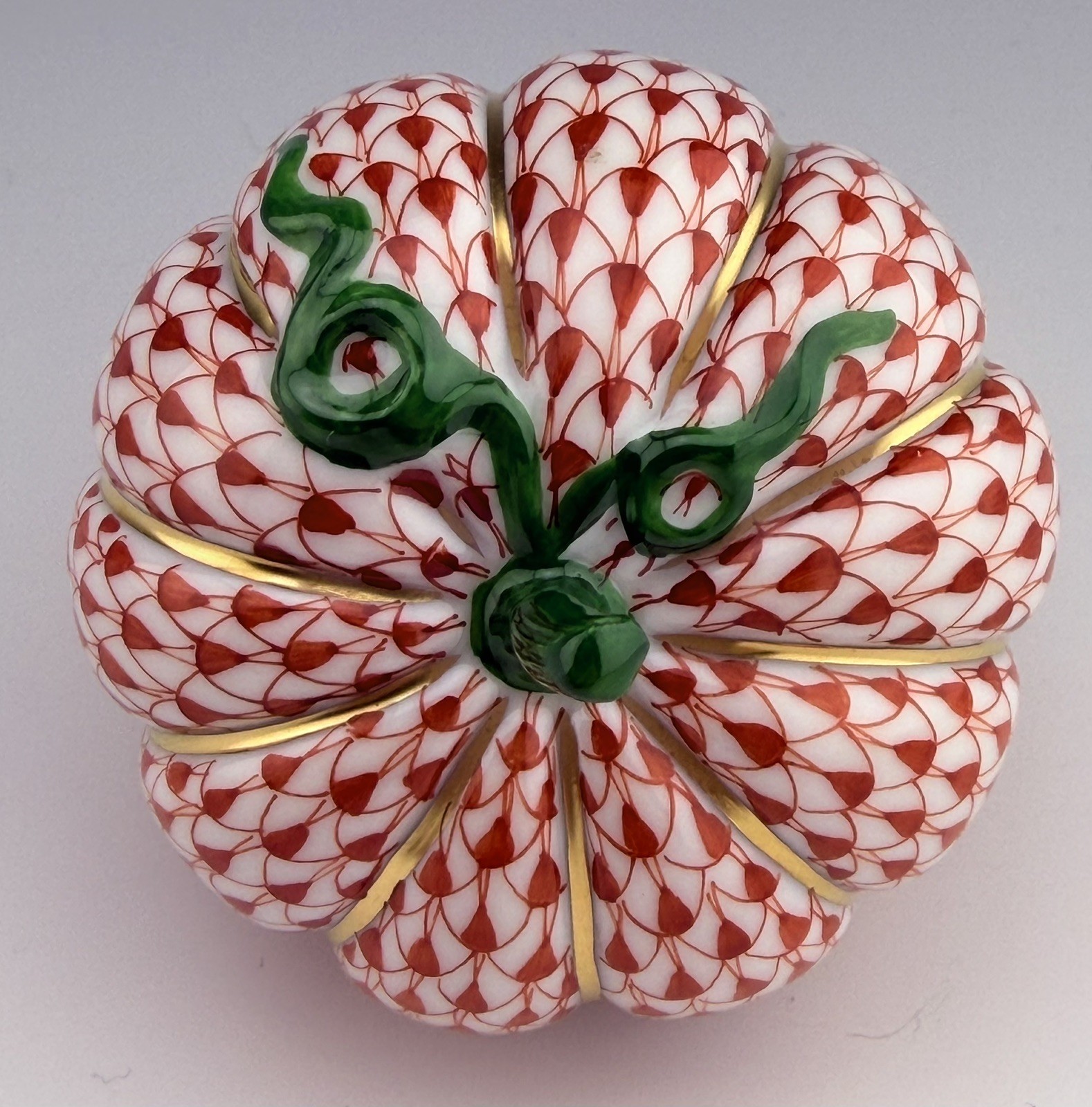🦋 MINT HEREND Acorn Squash Rust Fishnet Figurine ($540 Retail)