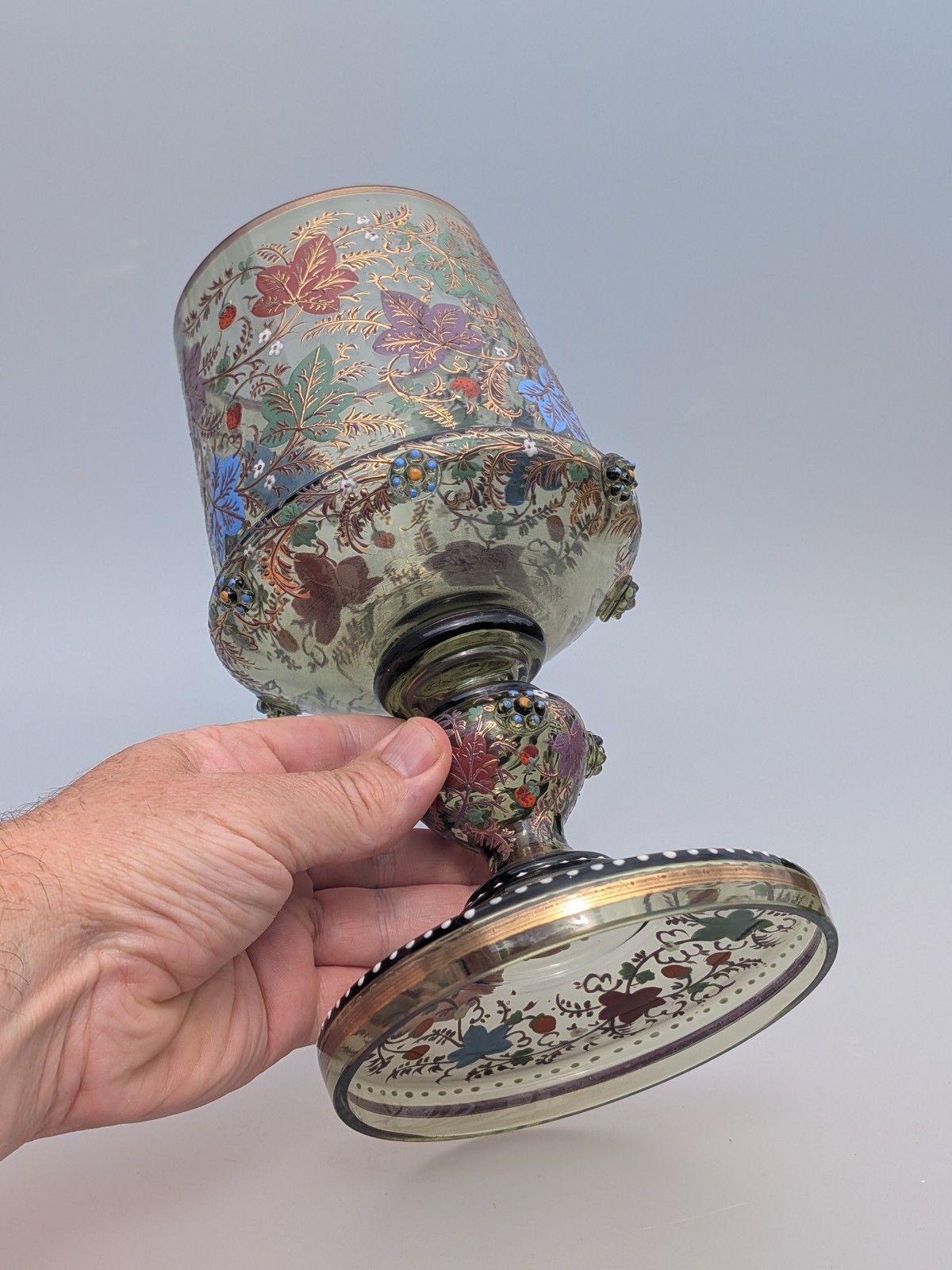 Antique 19th Century Moser Enamelled Glass Goblet Roemer Czech Bohemian