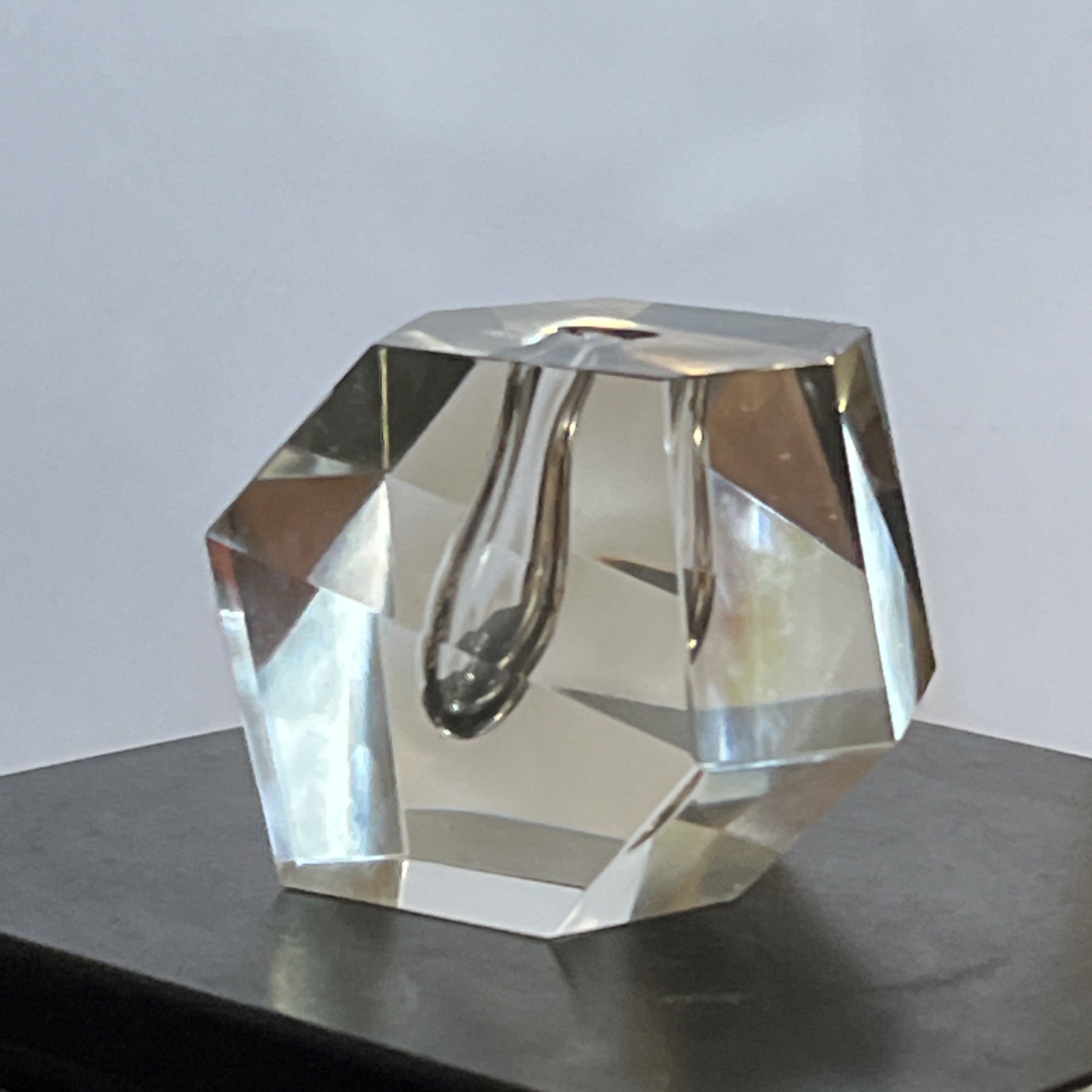VTG MCM Timo Sarpaneva for Littala Faceted Crystal Orchid Bud Vase Finland