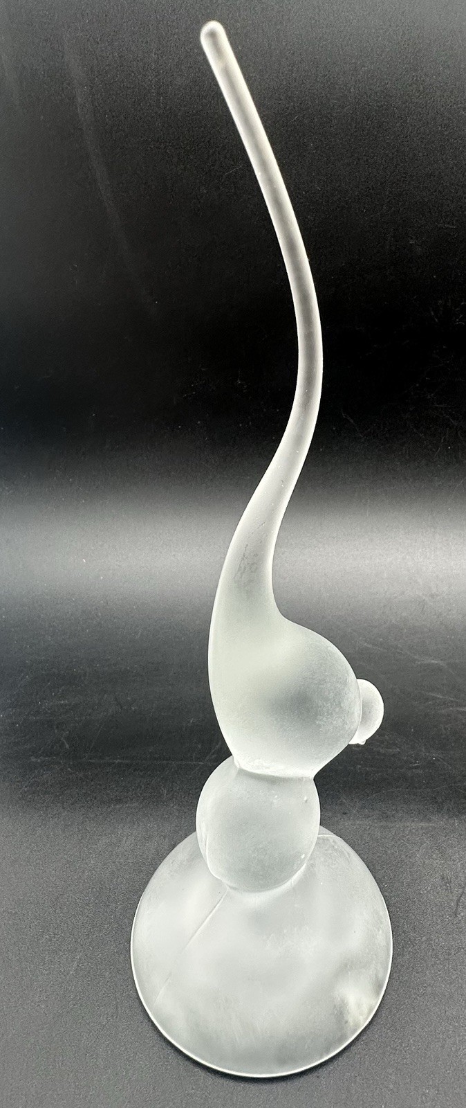 Viking Glass Long Tailed Bird Satin Frosted 9 1/2 Inches Tall MCM Glows with UV