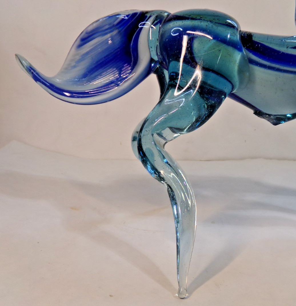 Murano Style Art Glass UNICORN Horse Hand Blown unbranded 12″ long x 7.25″ tall