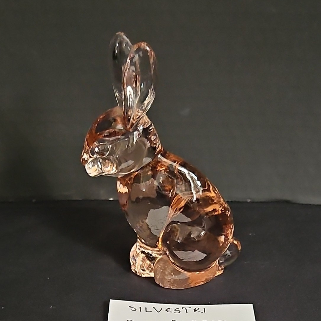 Silvestri Pink & Clear Glass Rabbit Figurine Decorative MPN 057