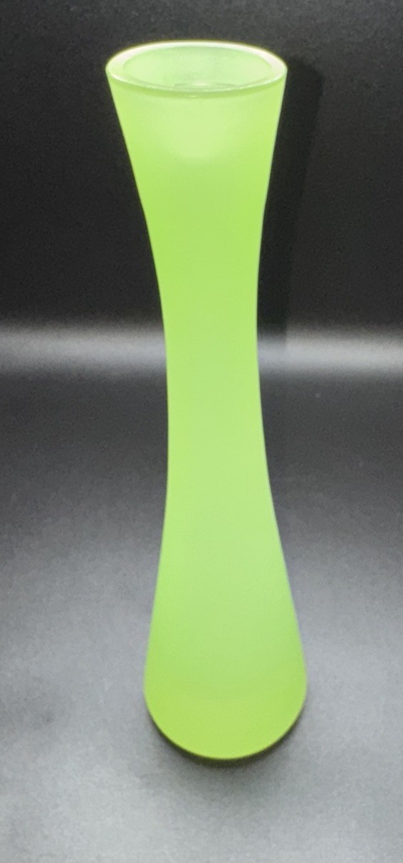 LSA Handblown Green Satin Glass Hourglass Vase 12” Modern Art Glass MCM