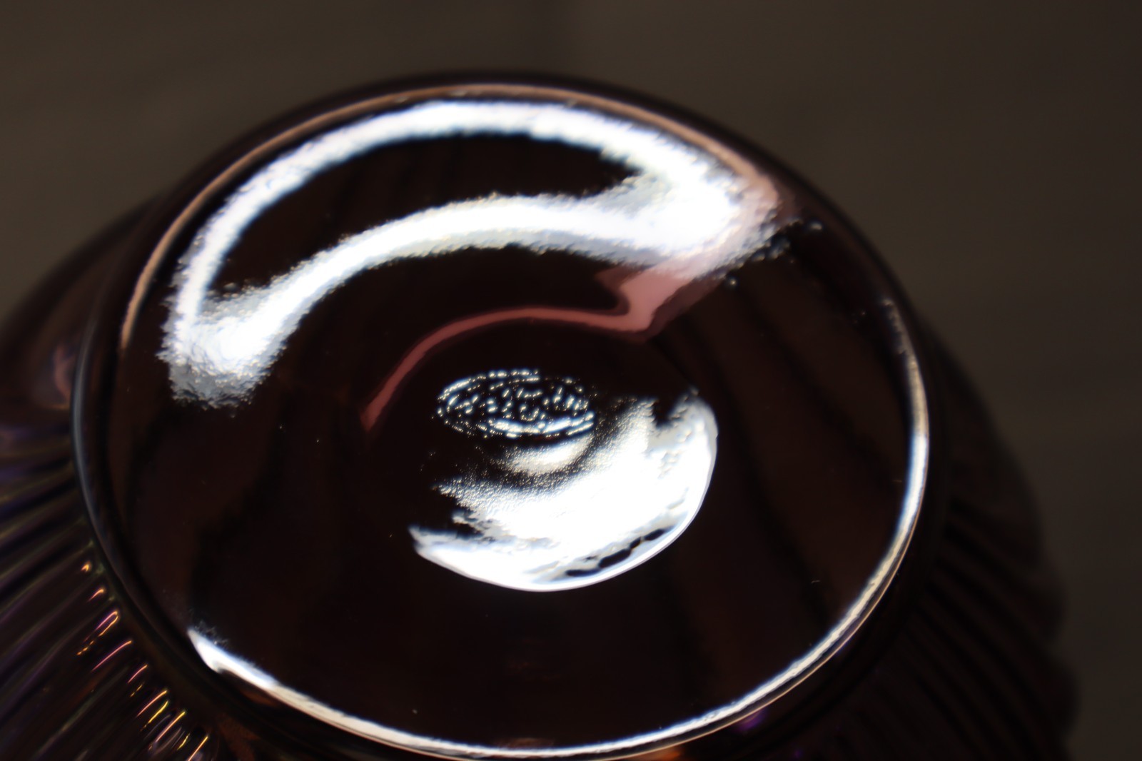 FENTON CAPRICE DRAPE VASE BOWTIE PURPLE IRIDESCENT CARNIVAL GLASS