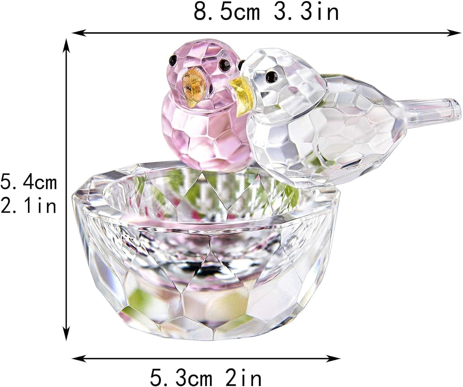 3.3” Crystal Bird Figurine Collectible Art Glass Animal Figurines Table Home De