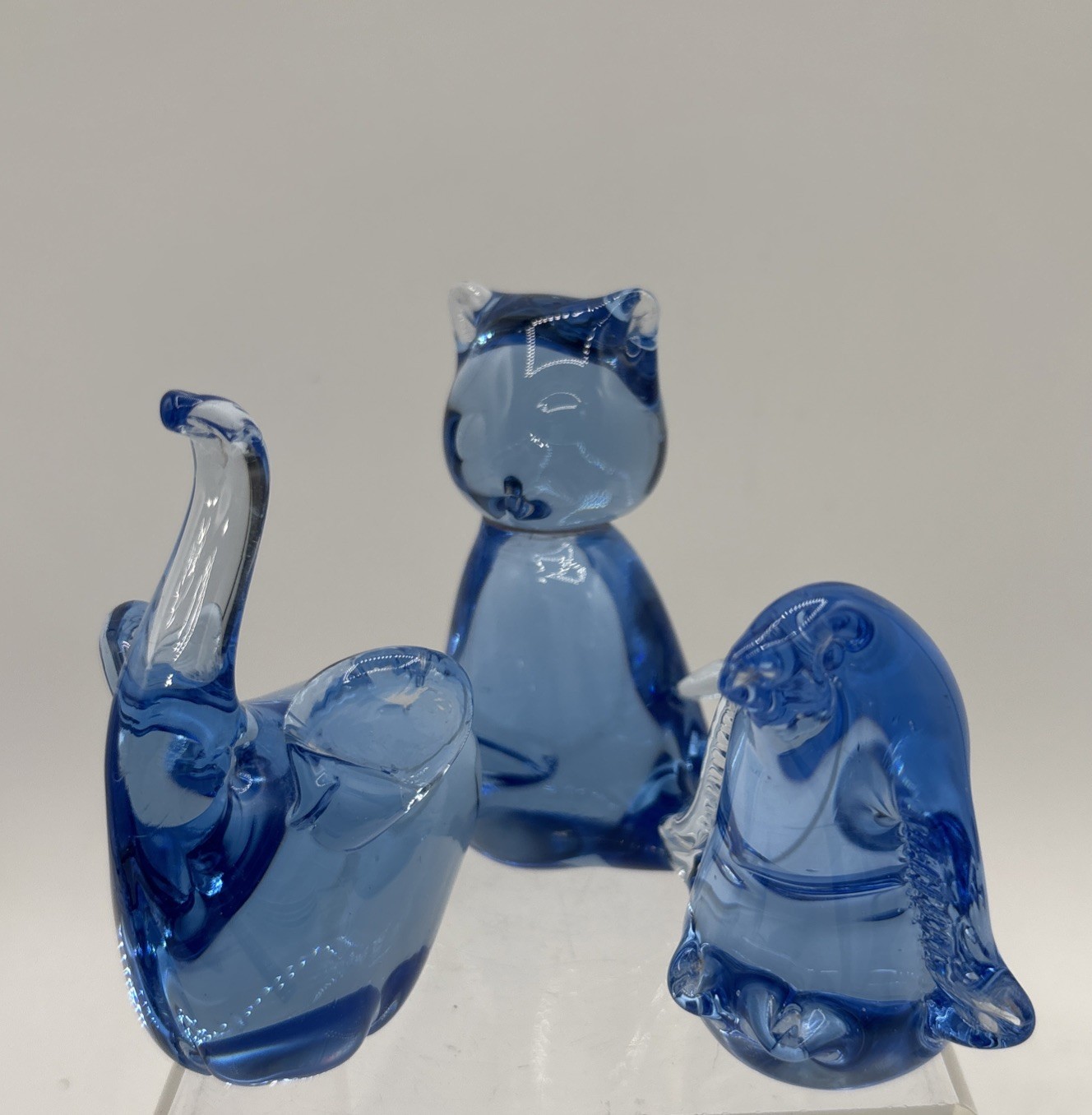 United States Commemorative Fine Arts Gallery Elephant, Fish, Penguin, Cat Glass