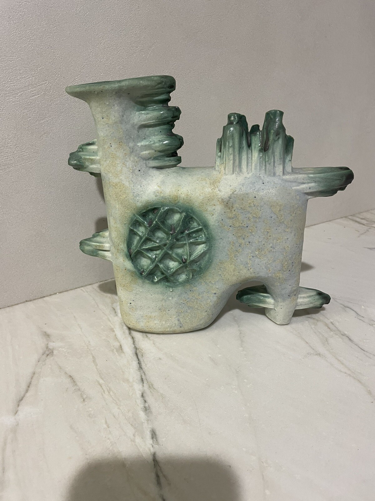 signed Greek mid centuty ceramic pottery Vase Nikos Dazelidis Brutalist