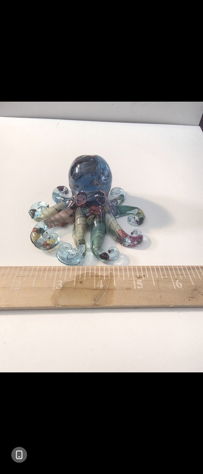 Resin Art Octopus Figurine Blue Multicolor Abstract Pattern Glossy Finish