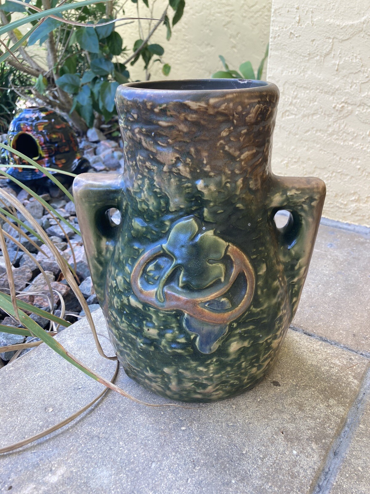 1920s ROSEVILLE Imperial I Vase – Dbl Handled textured – Arts & Crafts Period