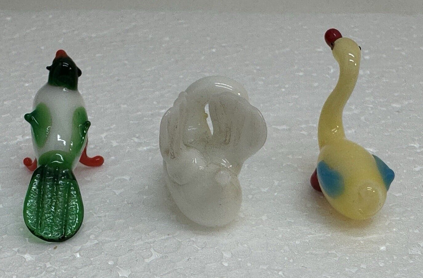 Duck Swan Bird Animals Tiny Figurine Miniature Glass Art Hand Blown? Vintage