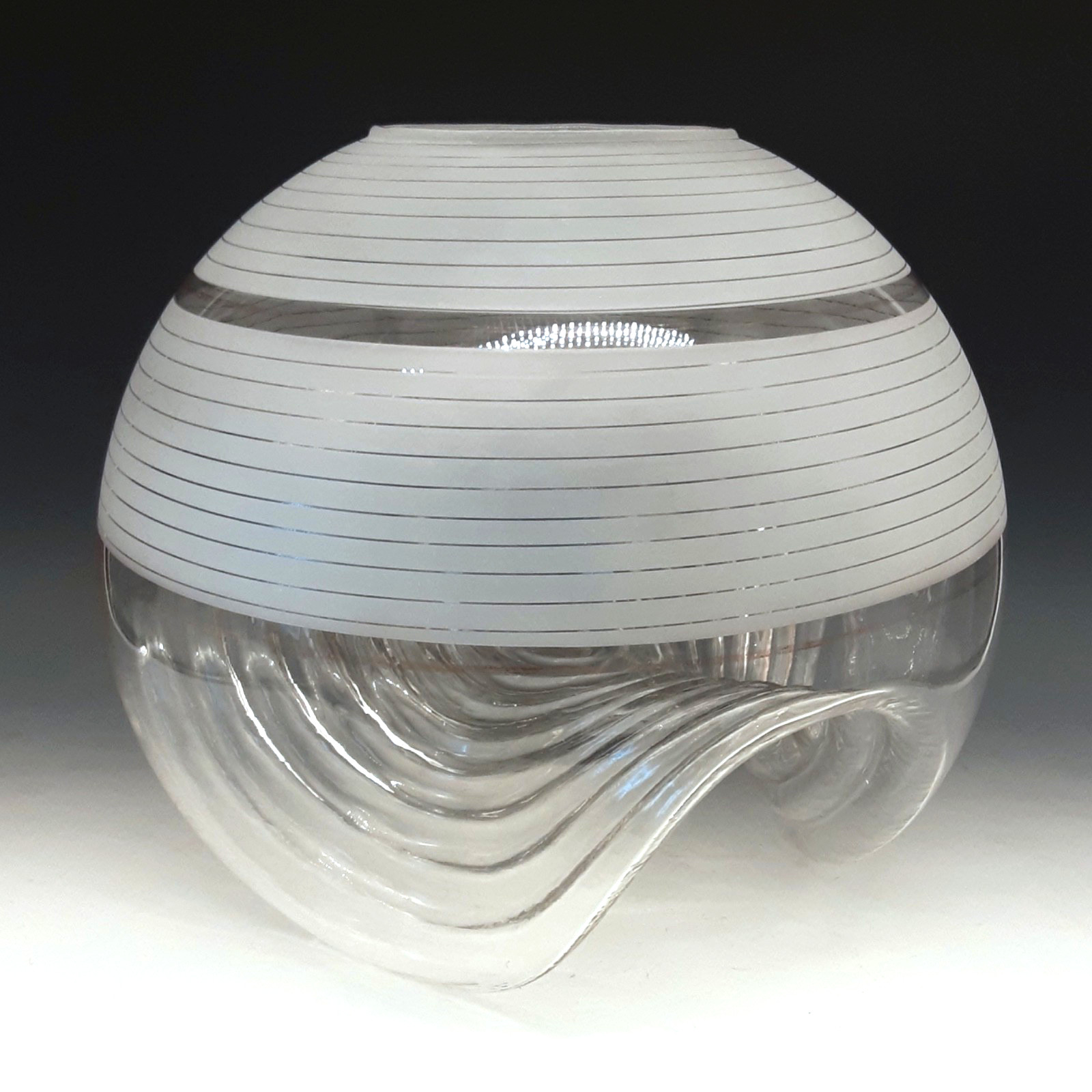 Mid Century MAZZEGA Murano Art Glass HUGE 13.75″ Centerpiece Globe Ball Vase MCM