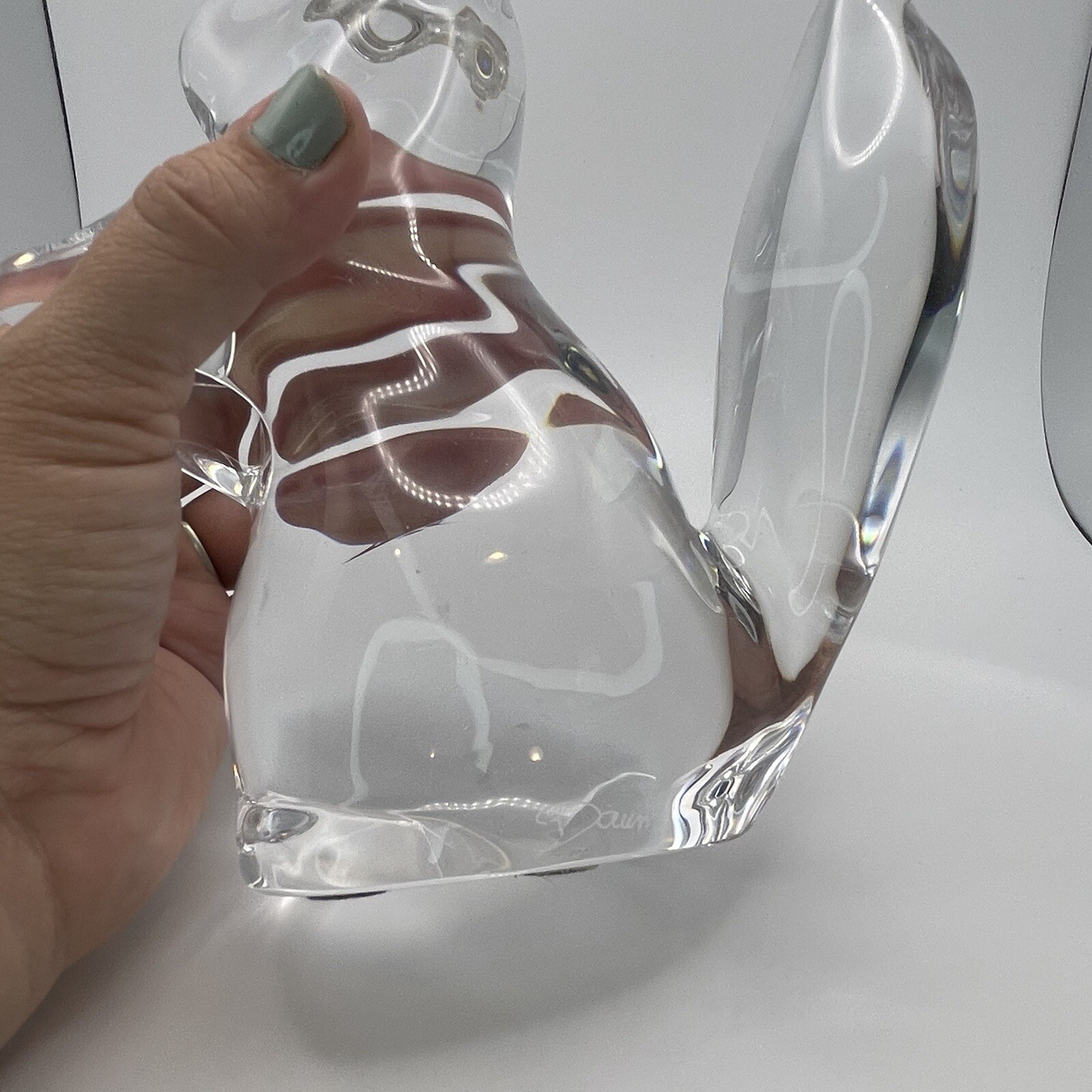 Daum France Clear Crystal Glass Squirrel Paperweight Signed 6” See Photos ✨