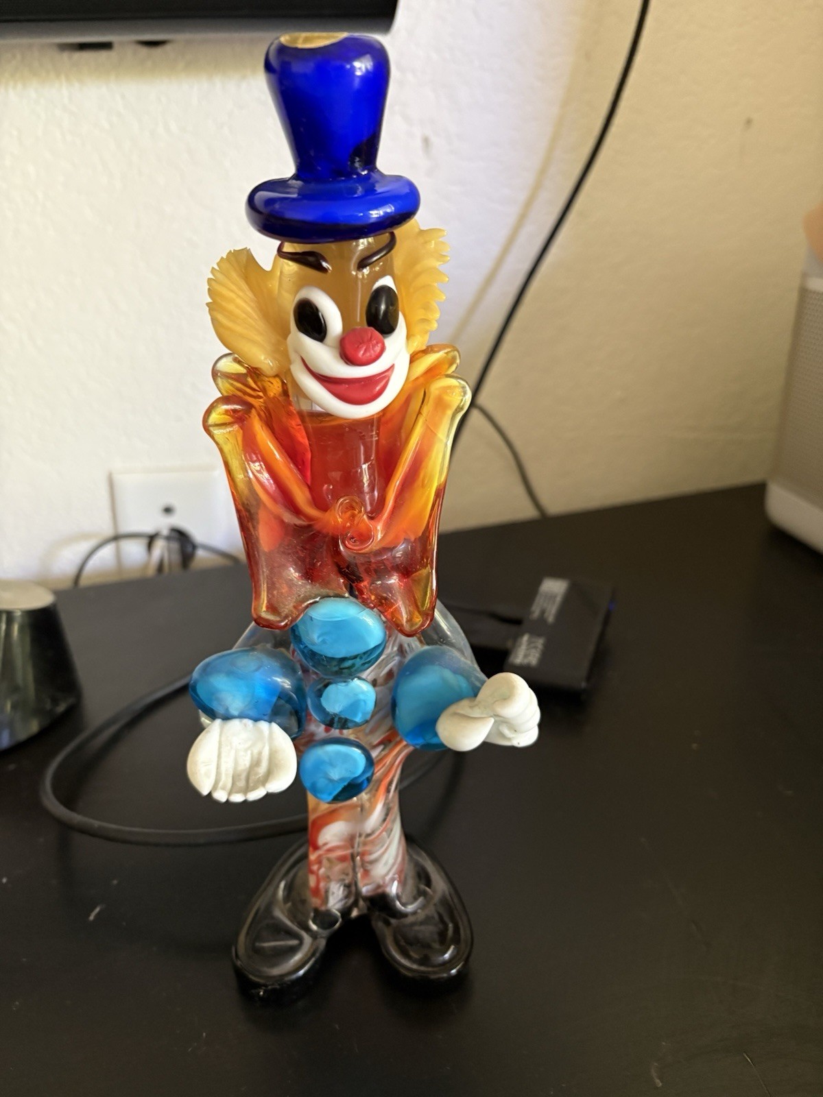Murano Venetian Hand Blown Art Glass Clown Figurines Set of 4 Multicolor