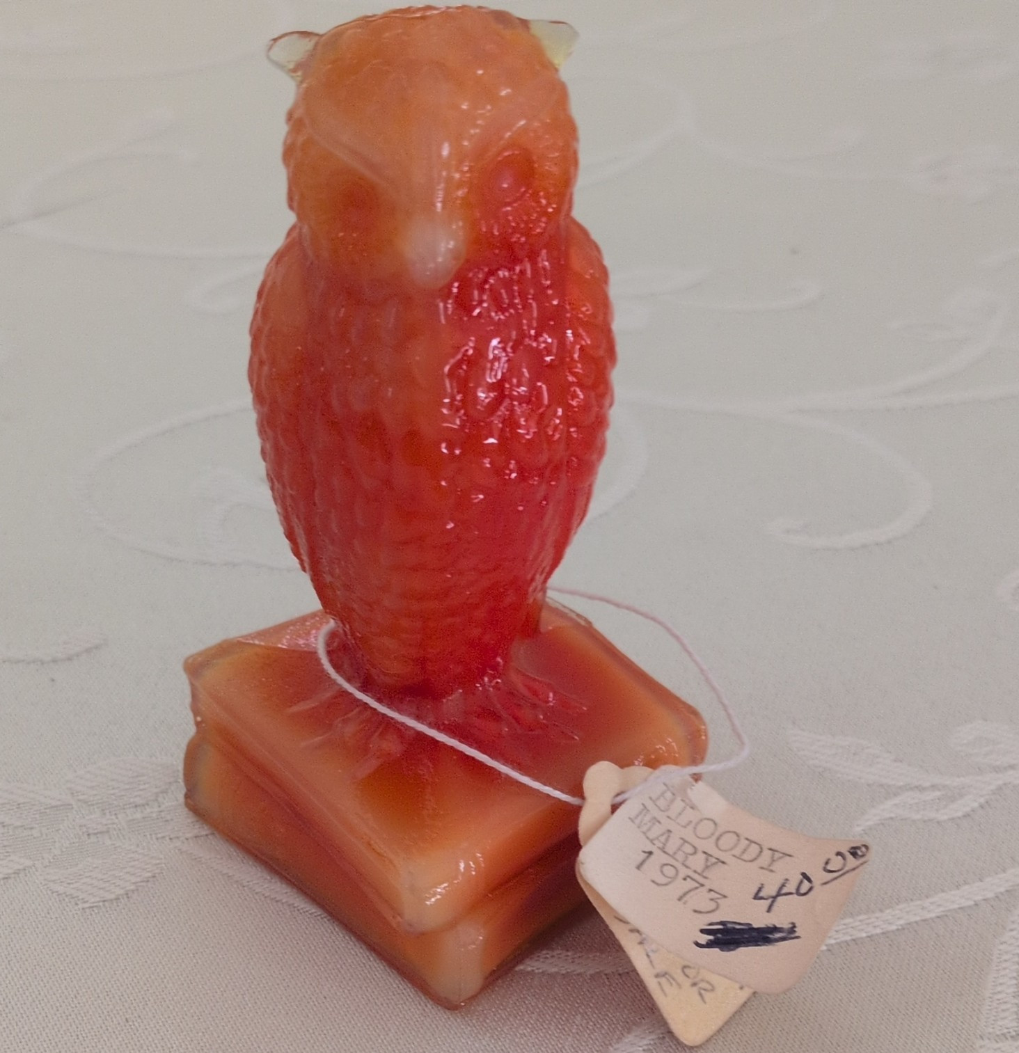 Degenhart Glass Owl BLOODY MARY 1973. Old Tag- Private Collection Not For Sale
