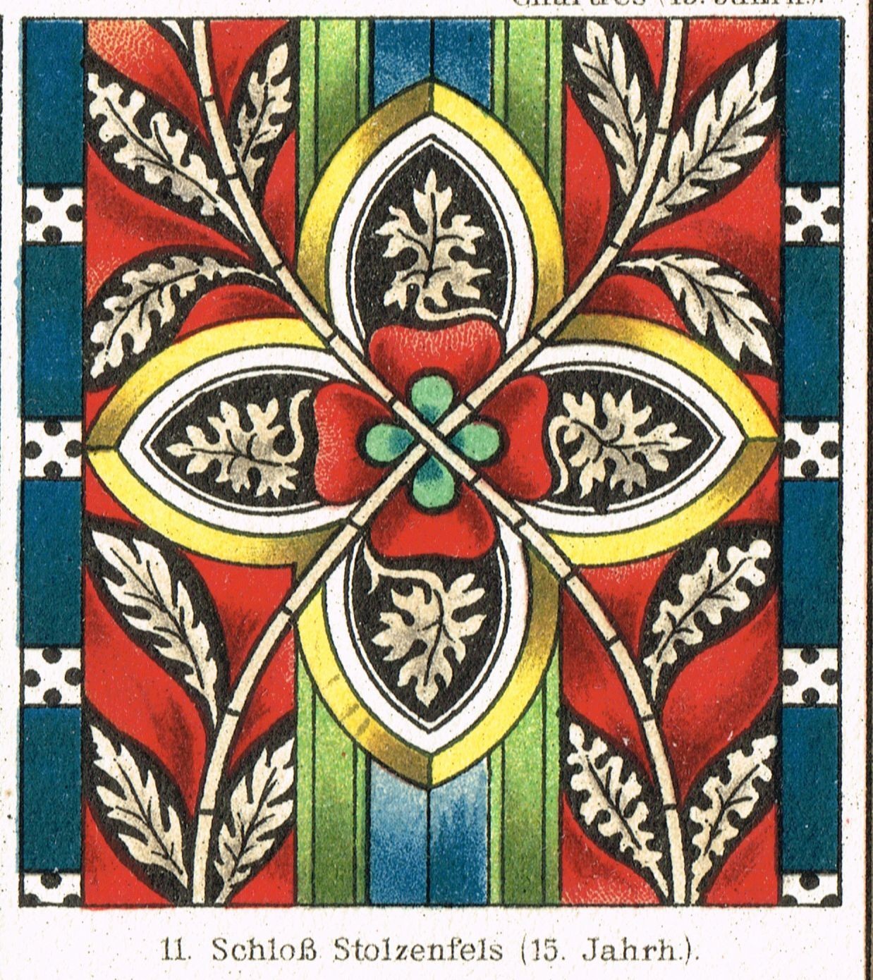 STAINED GLASS Windows Vintage Original Print 1897 Style Period Subjects Patterns