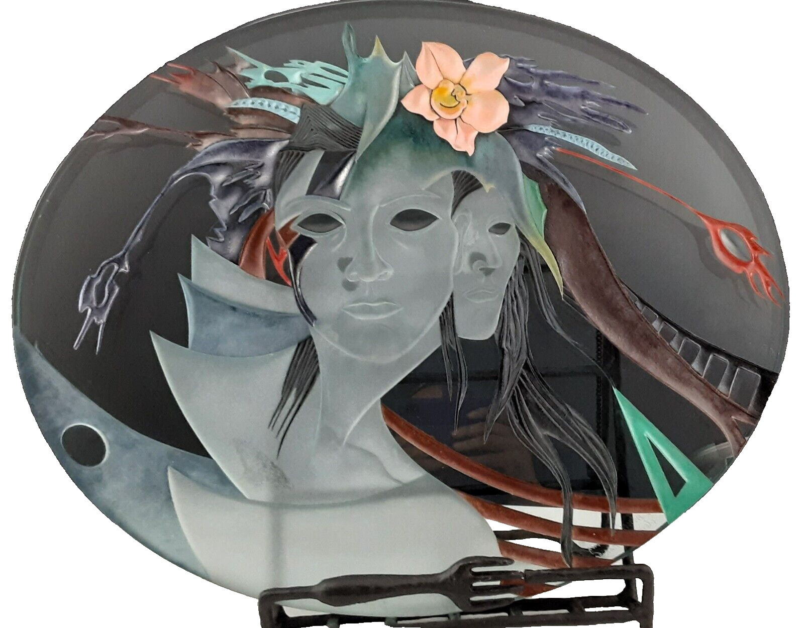Patricia Baez Art Glass Signed “Magico Elemento” ’95 – 21″ x 17″ x 1″ – 24 lbs.