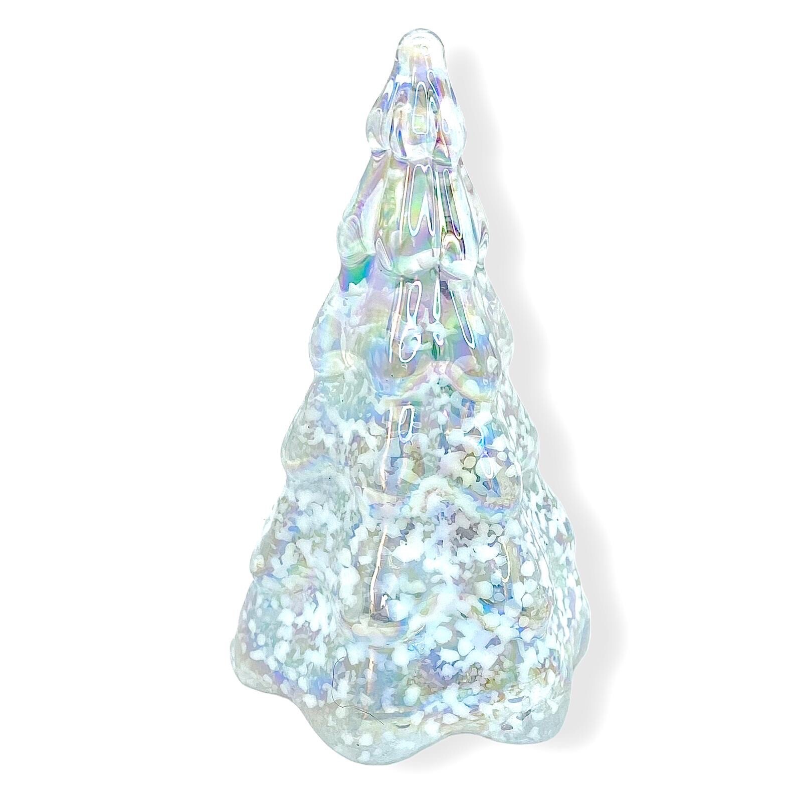 Silvestri Iridescent Art Glass Christmas Tree Confetti Figurine 5” Holiday Decor
