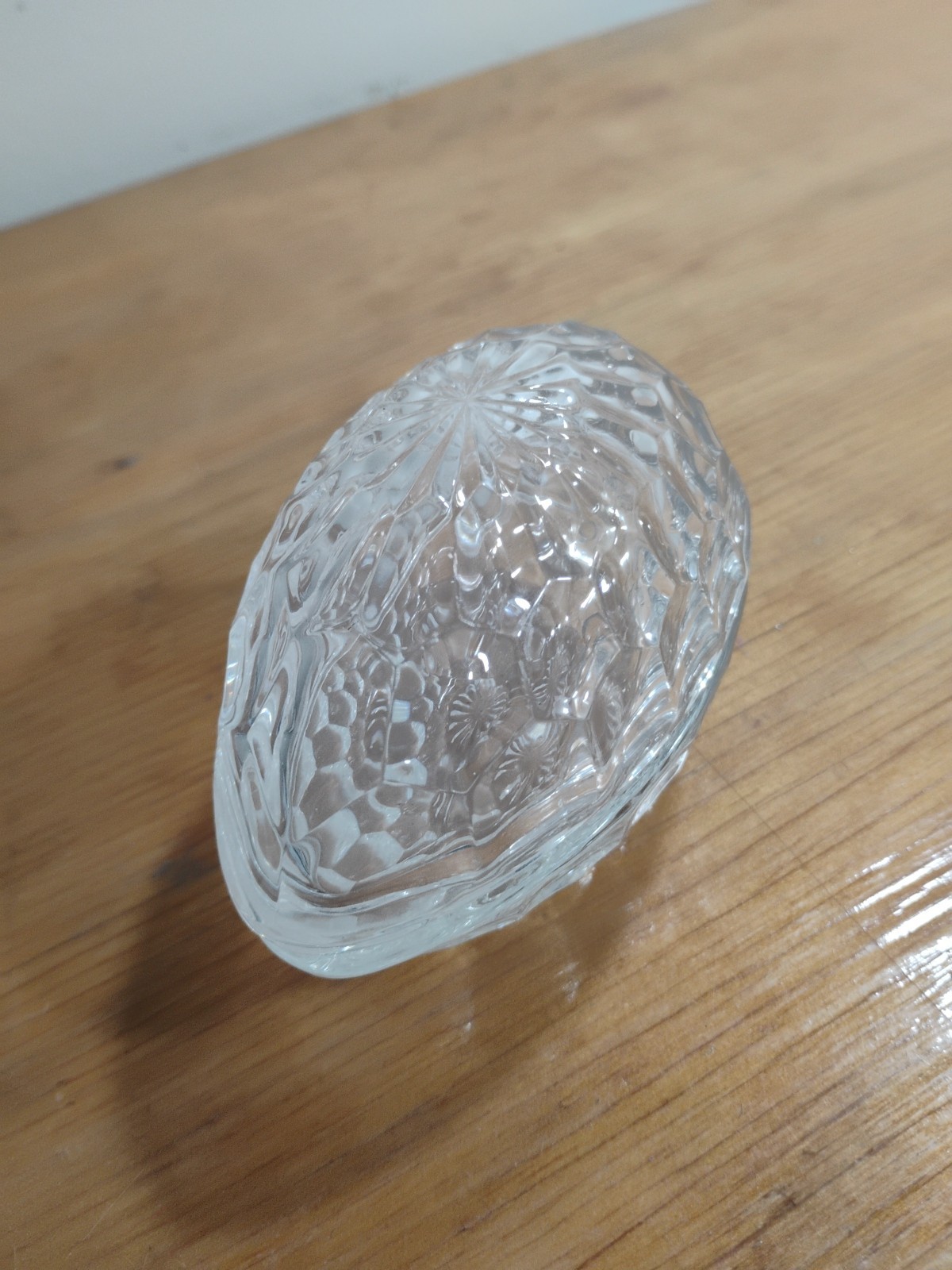 Vintage LEAD CRYSTAL GLASS EGG SHAPED LIDDED TRINKET DISH – Double Sided Box