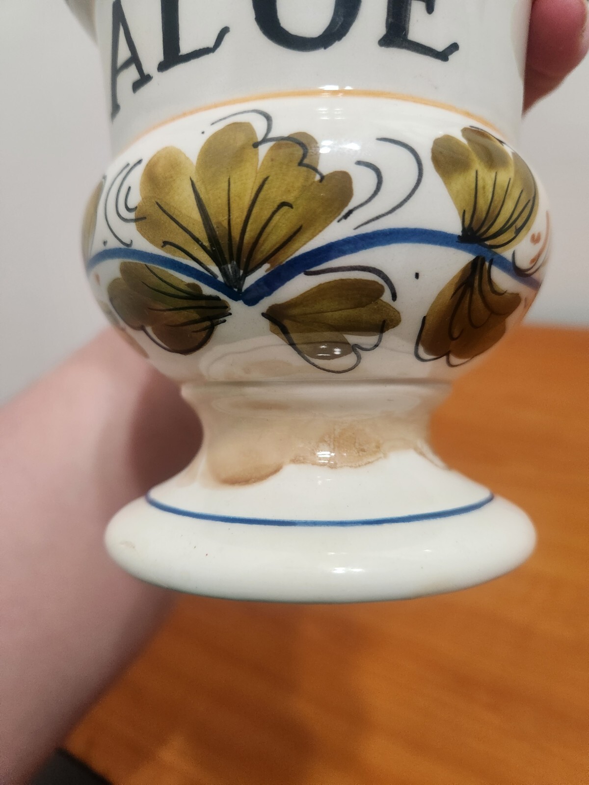 Vintage Italian Girolamo Luxardo Aloe Apothecary Jar~ Empty 9.5 Inches With Cork