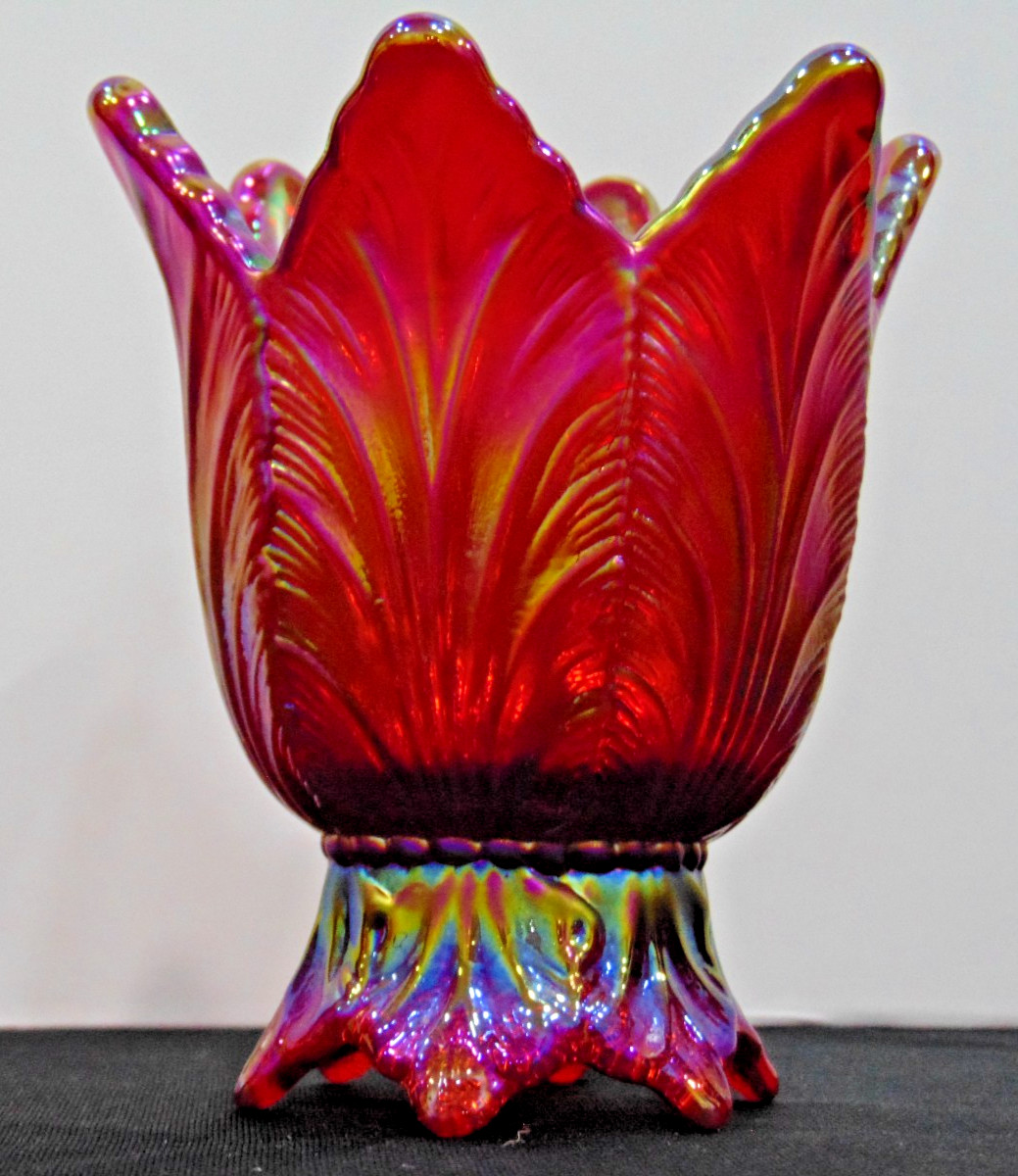 Votive or Taper Candle Holder – Red Iridescent