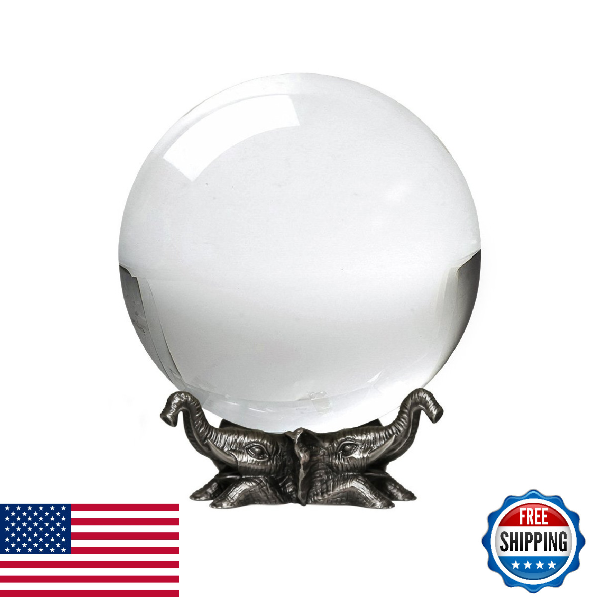 Amlong Crystal 8 Inch 200Mm Clear Crystal Ball Elephant Stand